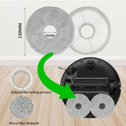 JoyBros 12 Pack Mop Pads for Dreame L40 Ultra/X40 Ultra/X50 Ultra/L50 Ultra/L10S Ultra/ L10s Pro Ultra Heat/L10S Ultra Gen2/L40S Ultra/X30 Ultra/L10 Ultra Robot Vacuum Parts Materials:Microfiber and Chenille - Image 5