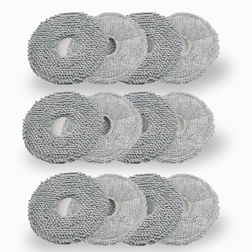 JoyBros 12 Pack Mop Pads for Dreame L40 Ultra/X40 Ultra/X50 Ultra/L50 Ultra/L10S Ultra/ L10s Pro Ultra Heat/L10S Ultra Gen2/L40S Ultra/X30 Ultra/L10 Ultra Robot Vacuum Parts Materials:Microfiber and Chenille - Image 1