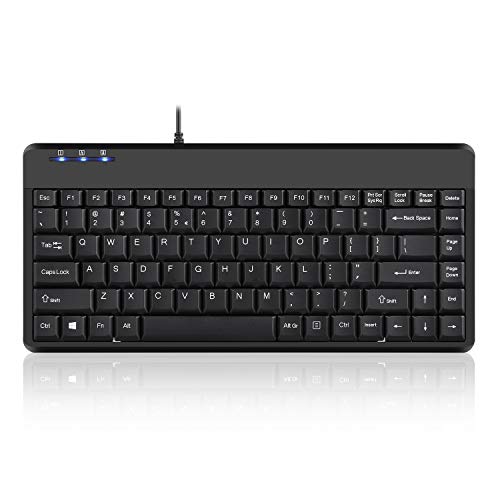 Perixx PERIBOARD-409H Wired USB Mini Keyboard with 2 USB Hubs, Black, US English Layout - Image 1