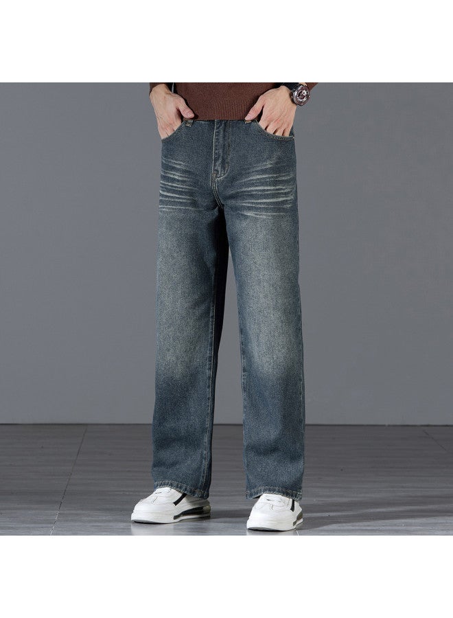 FOLUNSI Loose Fit】retro Washed Jeans For Men - Casual, Versatile, Comfortable Wide-leg Straight Pants - Image 4