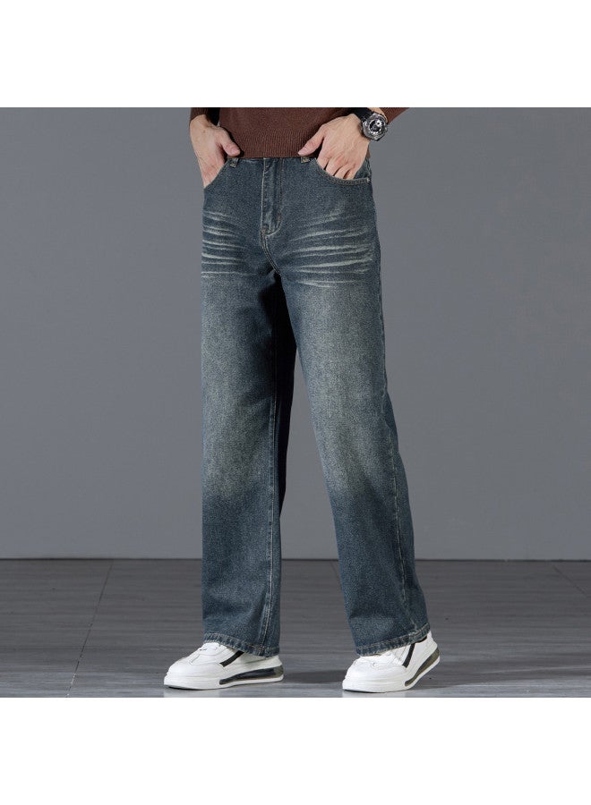 FOLUNSI Loose Fit】retro Washed Jeans For Men - Casual, Versatile, Comfortable Wide-leg Straight Pants - Image 5