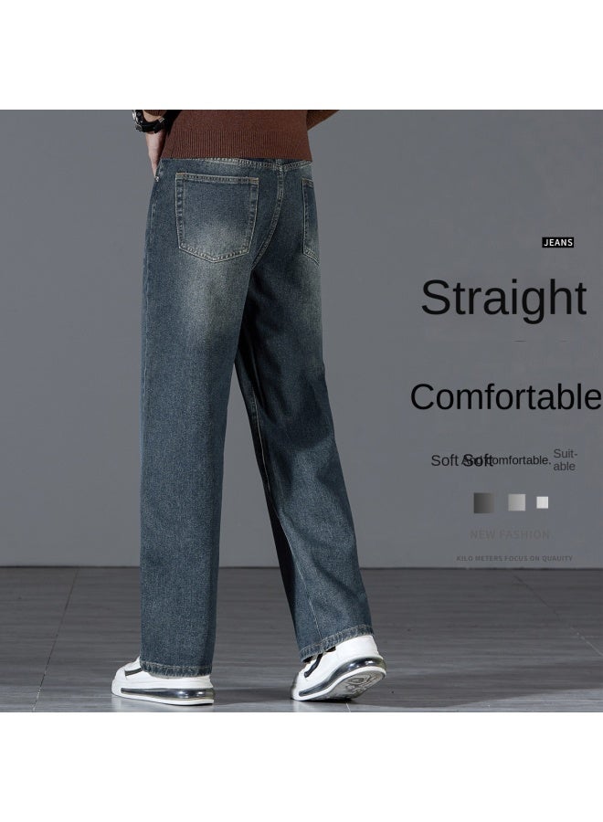FOLUNSI Loose Fit】retro Washed Jeans For Men - Casual, Versatile, Comfortable Wide-leg Straight Pants - Image 2