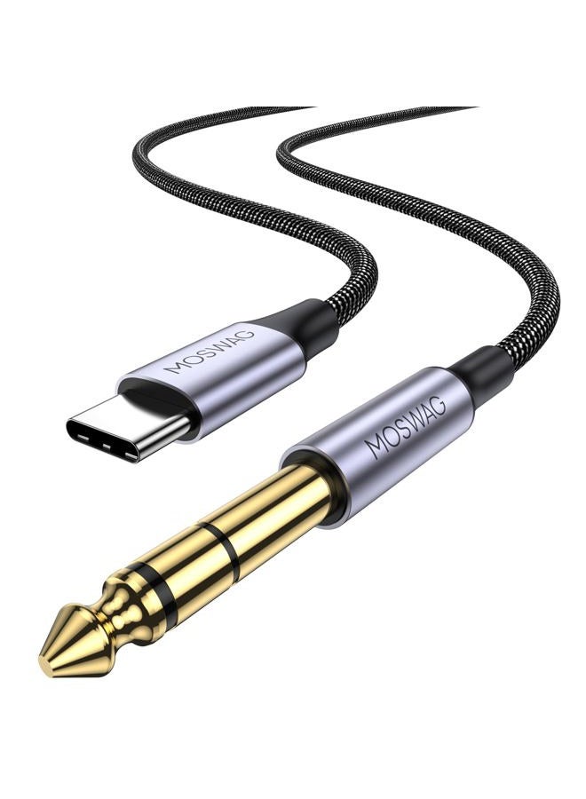 MOSWAG كابل USB C إلى 6.35 مم 1/4 بوصة TRS، محول صوت نوع C إلى 1/4 جاك AUX كابل ستيريو لجوجل بيكسل 4XL، جالاكسي نوت 10+/S20+، مكبر صوت، سماعة، خلط صوتي - Image 1