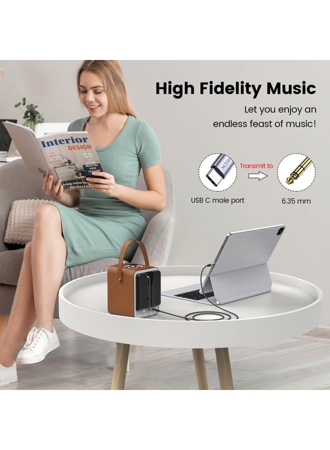 MOSWAG كابل USB C إلى 6.35 مم 1/4 بوصة TRS، محول صوت نوع C إلى 1/4 جاك AUX كابل ستيريو لجوجل بيكسل 4XL، جالاكسي نوت 10+/S20+، مكبر صوت، سماعة، خلط صوتي - Image 4