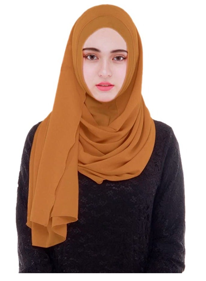 Lightweight Bubble Chiffon Scarf with Underscarf Cap for Women | Elegant Hijab for Muslim Fashion - Image 1