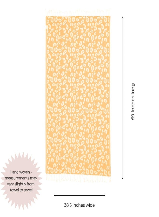 InfuseZen Turkish Bath & Beach Towel - Reversible Leopard Design - Turkish Cotton - Soft, Lightweight, Absorbent Peshtemal, Quick Dry, Sand Free - for Pool, Gym, Throw, Travel - Golden - Image 3