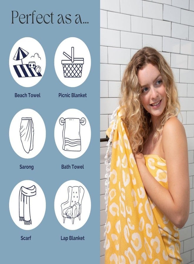 InfuseZen Turkish Bath & Beach Towel - Reversible Leopard Design - Turkish Cotton - Soft, Lightweight, Absorbent Peshtemal, Quick Dry, Sand Free - for Pool, Gym, Throw, Travel - Golden - Image 5