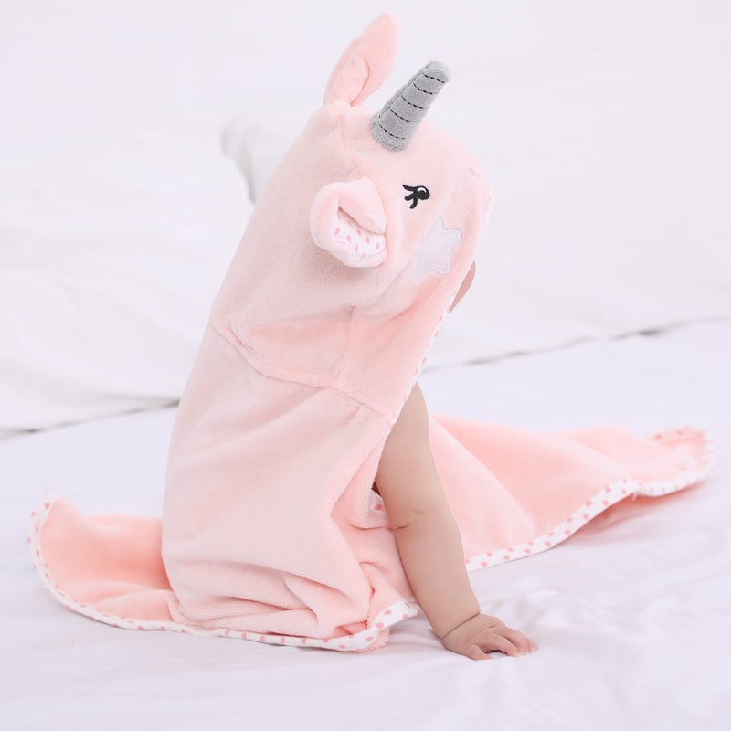 TBEZY Baby Hooded Towel with Unique Animal Design Ultra Soft Thick Cotton Bath Towel for Newborn (Unicorn) - Image 3