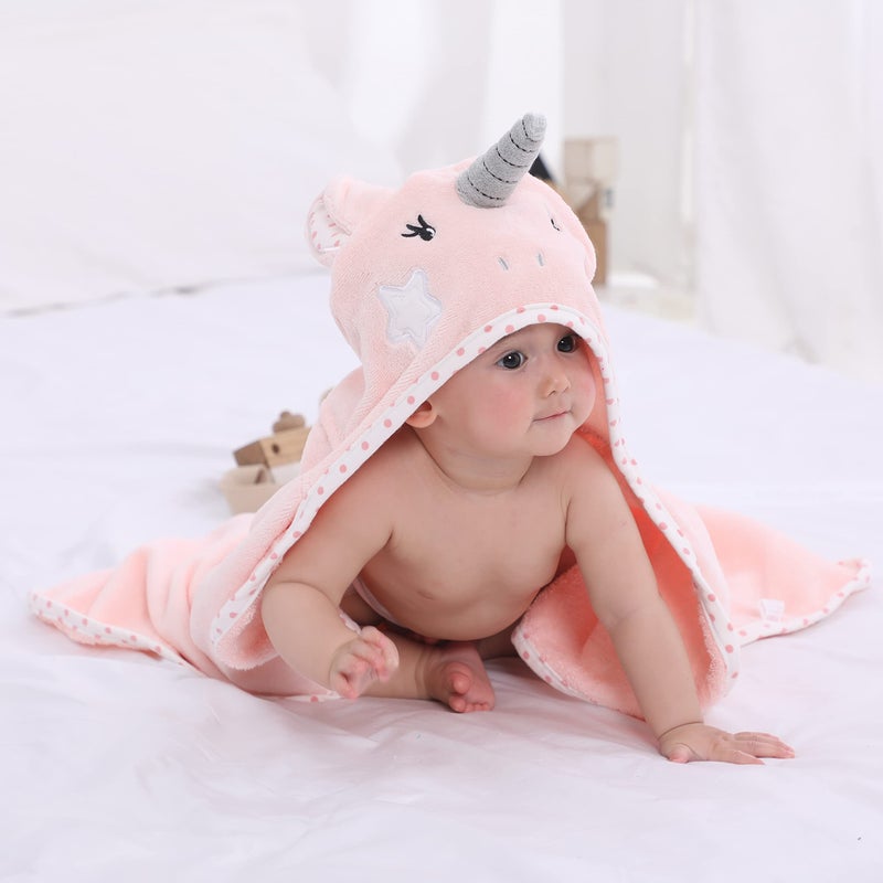 TBEZY Baby Hooded Towel with Unique Animal Design Ultra Soft Thick Cotton Bath Towel for Newborn (Unicorn) - Image 4