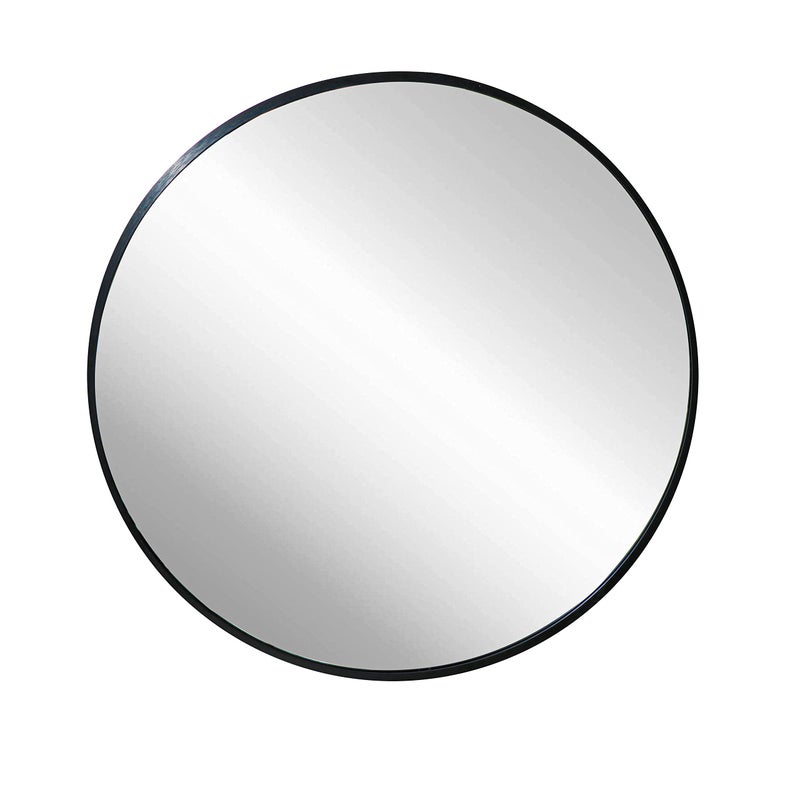 FrameWorks 28 Deluxe Contemporary Black Circular Aluminum Mirror