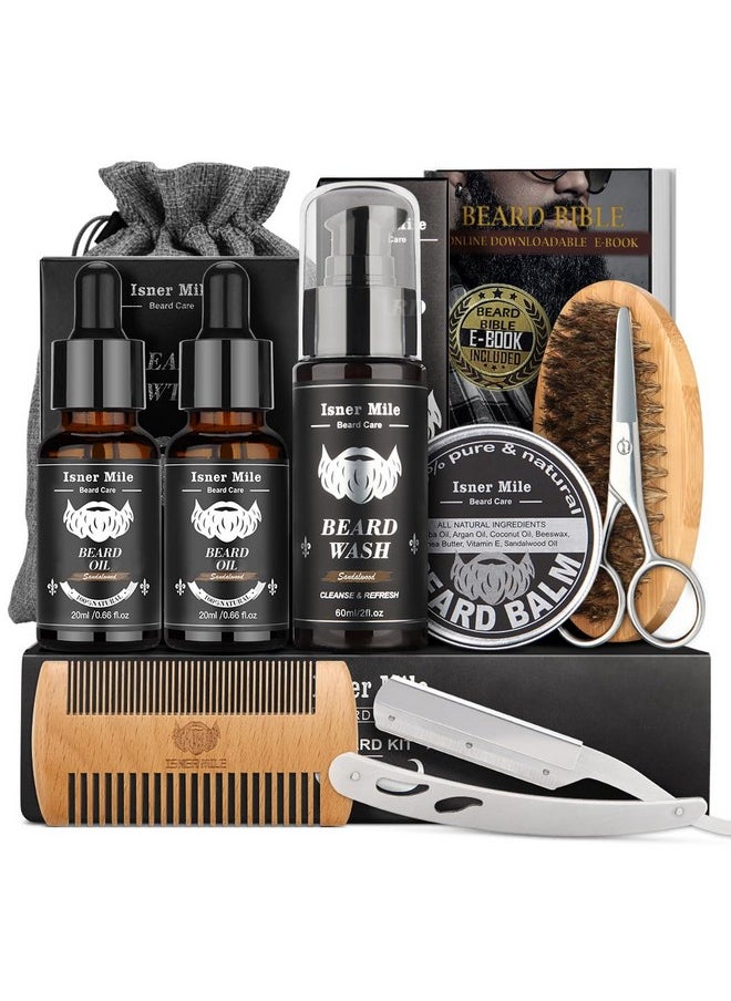 Comfy Mate - Isner Mile Beard Kit For Men Grooming & Trimming Tool Complete Set With Shampoo Wash Beard Care Growth Oil Balm Brush Comb Scissors & Storage Bag Perfect Gifts For Him Man Dad Father Boyfriend - Image 1