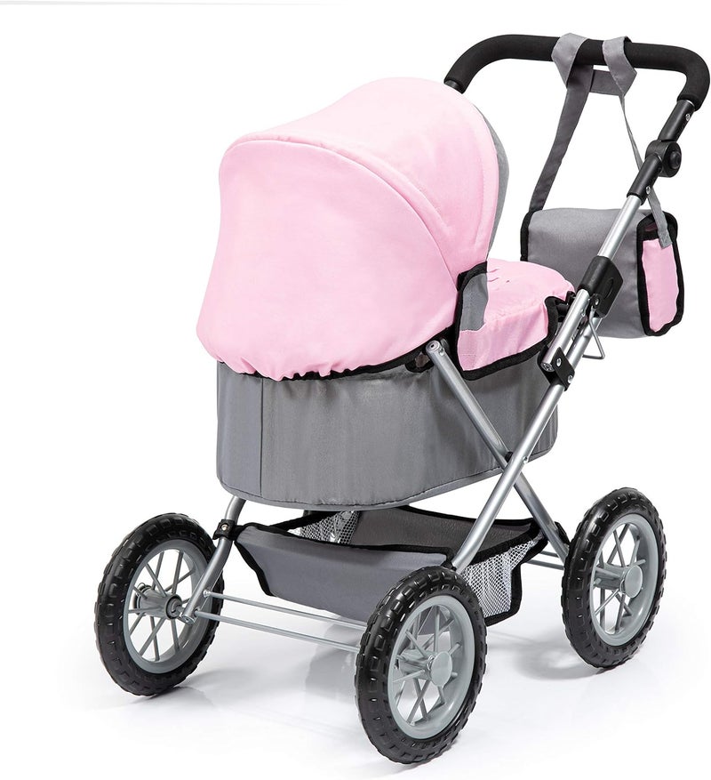 Bayer Design Baby Doll Trendy Pram in Grey/Pink - Image 2
