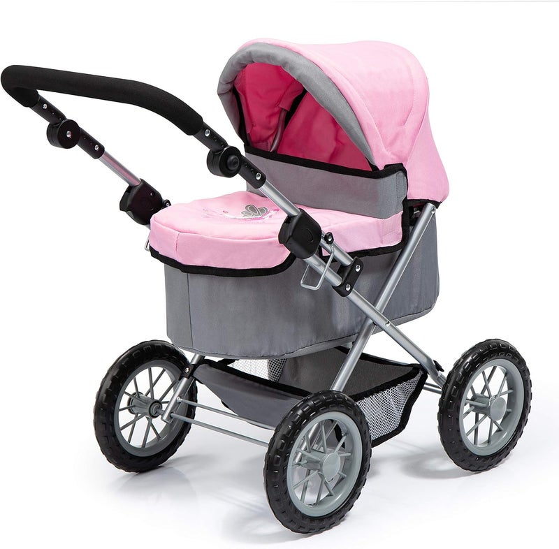 Bayer Design Baby Doll Trendy Pram in Grey/Pink - Image 3