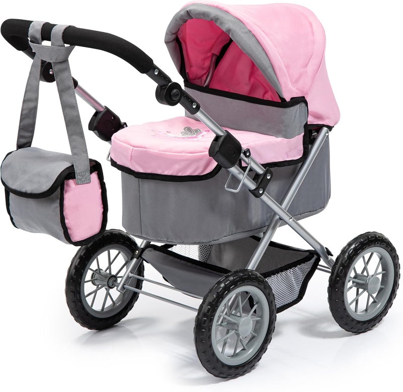 Bayer Design Baby Doll Trendy Pram in Grey/Pink - Image 1