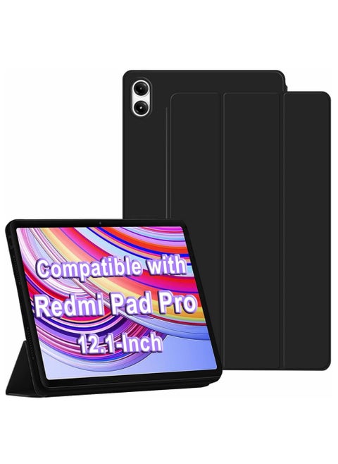 Case for Xiaomi Redmi Pad Pro 12.1 inch 2024 Released Soft TPU Matte Back Cover with Pencil Slot Standing Folio Slim Lightweight Shell Protective Smart Cover