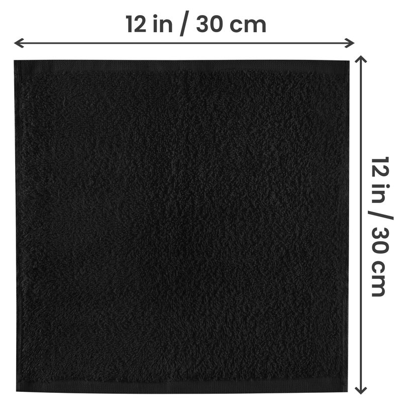 Utopia Towels 12 Pack Cotton Washcloths Set, 100% Ring Spun Cotton, Premium Flannel Face Cloths, Highly Absorbent and Soft Feel Fingertip Towels, Black - Image 2