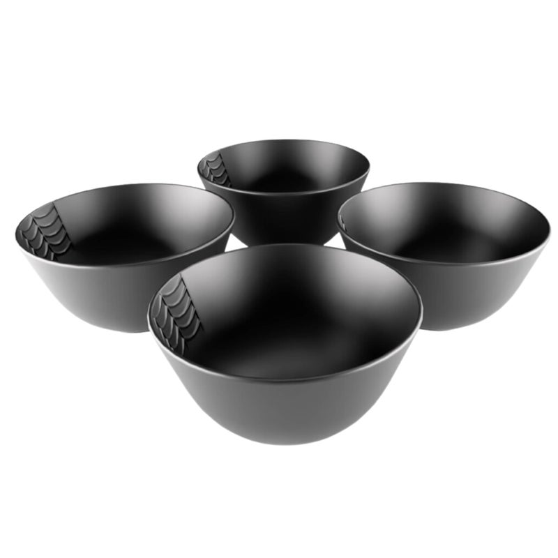 Nomnu New Small Black Spiderweb Bowls Set of 4 - Gothic Ceramic Ice Cream Bowls 4.5" Inch for Dessert & Cereal for Goth Lovers, Microwave & Dishwasher Safe - Perfect for Spooky Snacks & Treats - Image 5