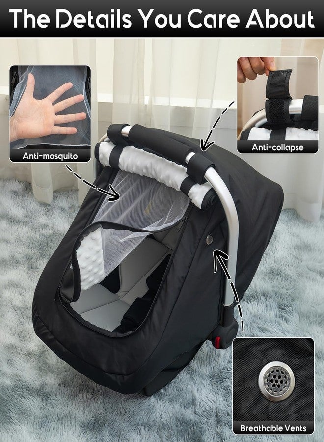 Kaseeous Waterproof Baby Car Seat Cover, Warm Carseat Cover for Cold Weather, Infant Car Seat Canopy with 2 Breathable Vents, 3D Mink Dot Baby Carrier Cover for Boys & Girls - Image 4