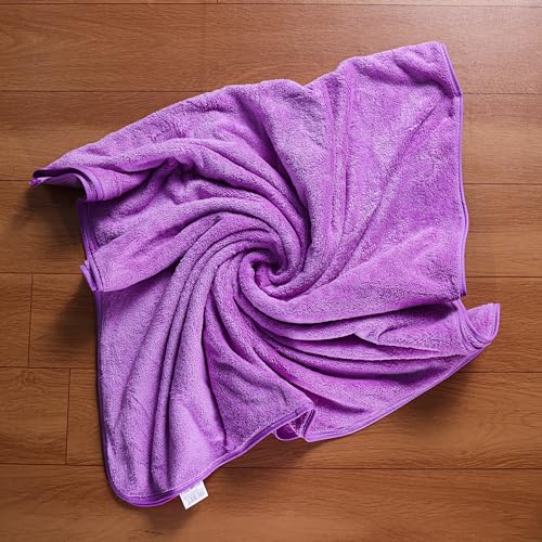 Fezora® Microfiber Towels for Bath | Towels for Bath Large Size | Bath Towel- Super & Absorbent with Hook Quick Dry | 500 GSM | 1 Piece Bath Towel for Men/Women 70 cms x 140 cms (Purple) - Image 4
