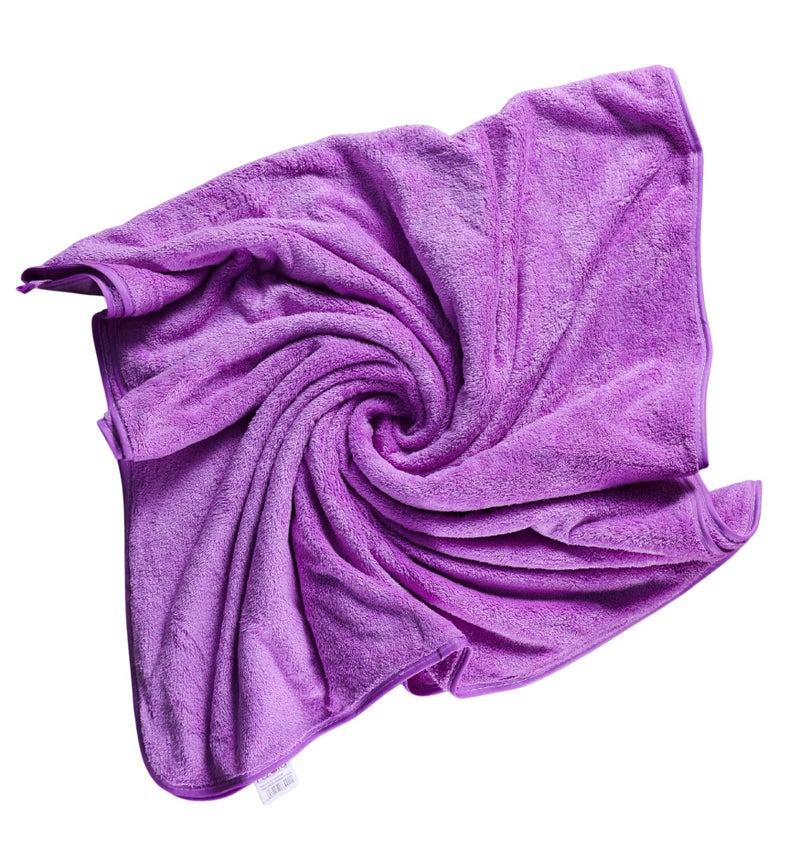 Fezora® Microfiber Towels for Bath | Towels for Bath Large Size | Bath Towel- Super & Absorbent with Hook Quick Dry | 500 GSM | 1 Piece Bath Towel for Men/Women 70 cms x 140 cms (Purple) - Image 1
