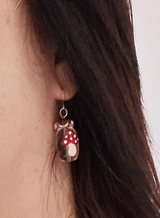fiona Mushroom Jewelry Set, Red Clear Fungi Bracelet Earring for Women, Birthday Christmas Gift for Her, 1 Set - Image 3