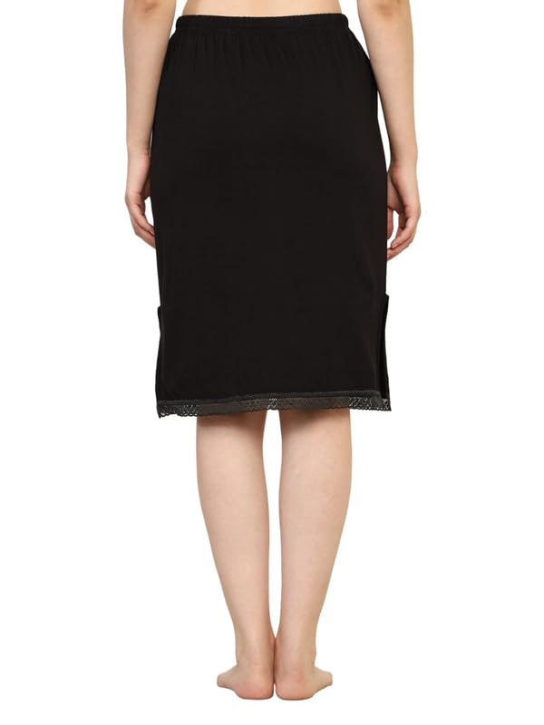 TIZEE Cotton Under Skirt for Women Black Soft & Breathable Slip Skirt for Saree, Dresses & Layering Anti-Static Comfortable Fit Size L - Image 3