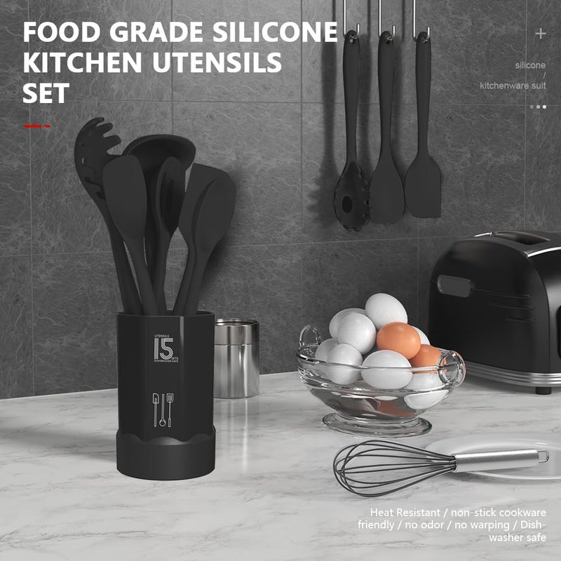 AOTHOD Silicone Cooking Utensils Set - 446Â°F Heat Resistant Kitchen Utensils,Turner Tongs,Spatula,Spoon,Brush,Whisk,Kitchen Utensil Gadgets Tools Set for Nonstick Cookware,Dishwasher Safe (BPA Free) - Image 2