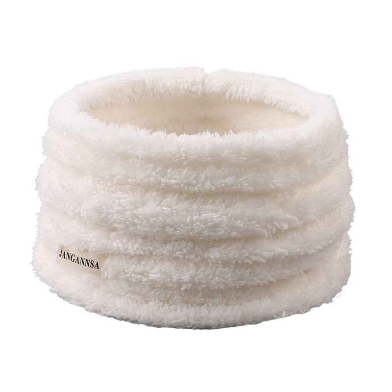 JANGANNSA Fleece Boys Girls Scarf Warm Winter Autumn Kids Collar Scarf Neck Warmer Children Scarf 1-6Y (White) - Image 1