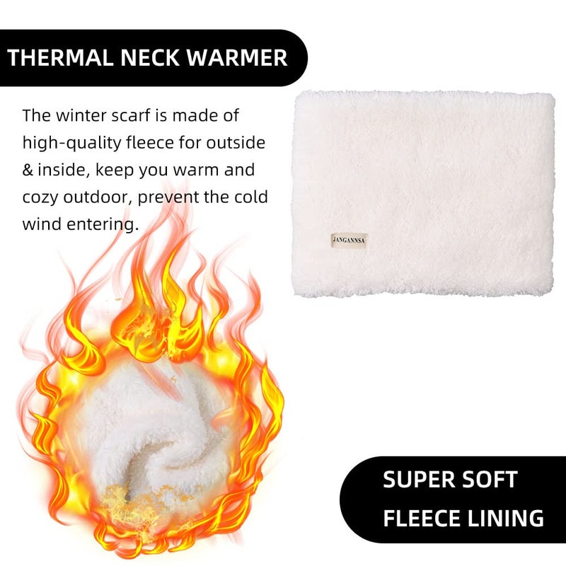 JANGANNSA Fleece Boys Girls Scarf Warm Winter Autumn Kids Collar Scarf Neck Warmer Children Scarf 1-6Y (White) - Image 4