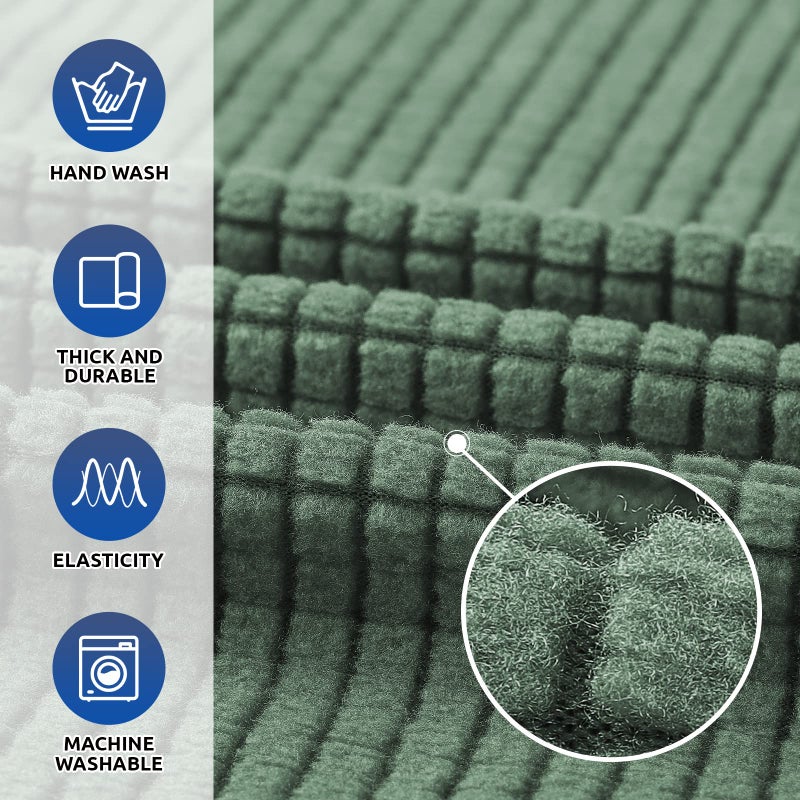 KEKUOU Stretch Single Sofa Slipcover 1 Piece Couch Sofa Cover (32""-55"") Furniture Protector 1 Seater Sofa with Elastic Bottom for Kids Pet.Jacquard Small Checked Pattern Fabric(Small Greyish Green) - Image 4