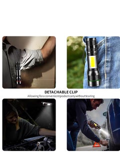 SYOSI High-Powered LED Flashlight Rechargeable, EDC 2000 Lumens Zoomable Small Tactical Flashlight, 3 Modes with COB Work Light Long Lasting for Camping, Emergencies, Outdoors, Gifts Men&Women  - Image 4