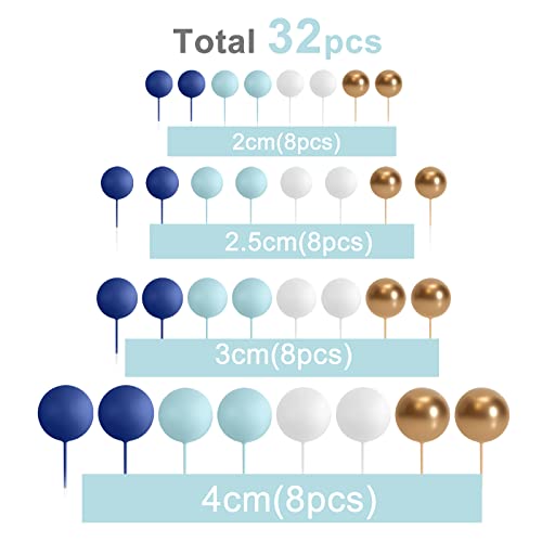 ASTARON Ball Cake Topper 32 Pcs Foam Wire Decorations Mini Balloons Cake Topper Sticks 4 ColorsSizes for Wedding Party Birthday Cake Decorating - Image 5