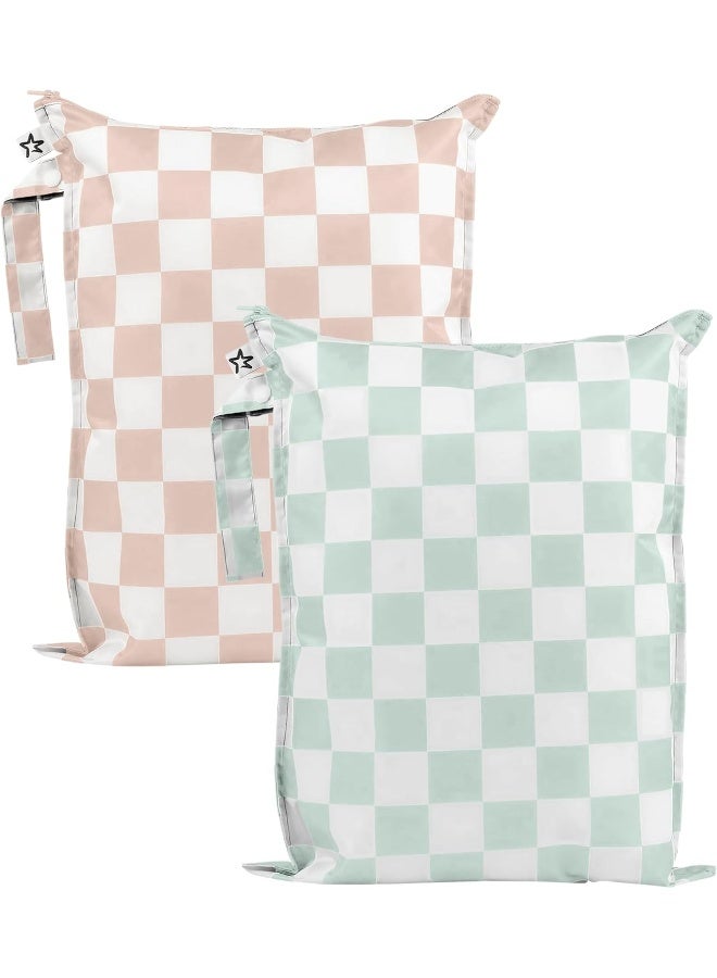 Tiny Twinkle Mess-proof Wet Bags 2 Pack Waterproof and Washable Bag for Travel storage, Stroller, Daycare, Baby Diapers, Yoga, Beach, Pool, Wet Toddler Swimsuits - Image 1
