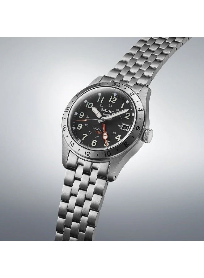 Seiko 5 GMT black dial stainless steel watch for men SSK023K1 - Image 2