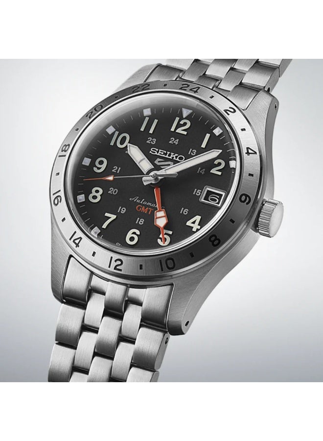 Seiko 5 GMT black dial stainless steel watch for men SSK023K1 - Image 3