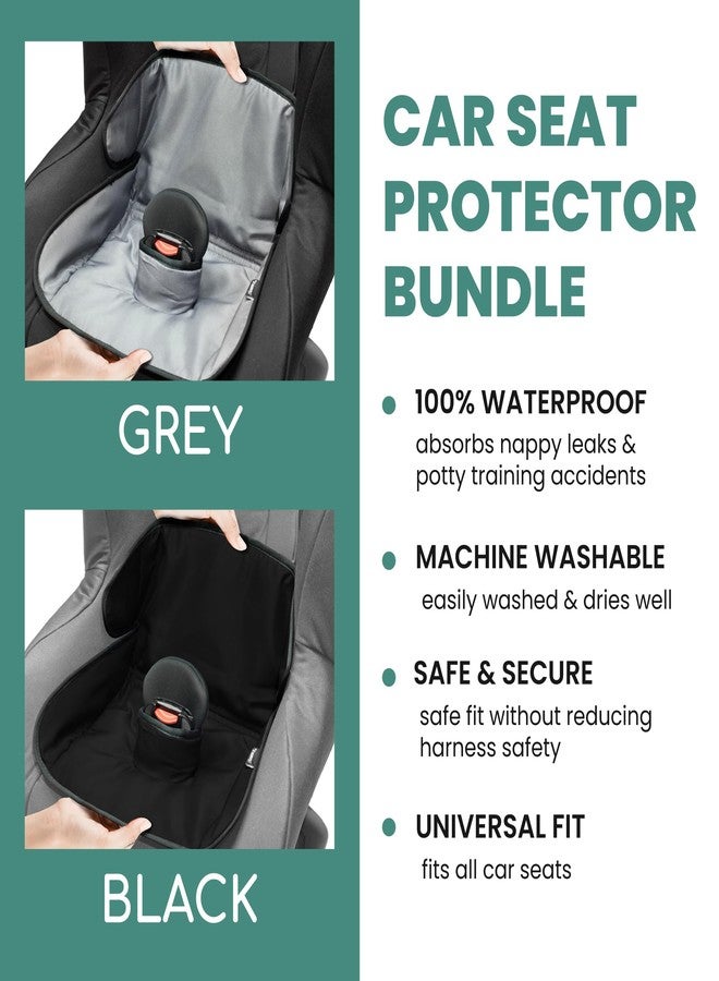 Lynmark® 2x Potty Training Car Seat Protector for Child Car Seat- Waterproof Soft Car Seat Piddle Pads for Toddlers, Baby- Travel-Friendly Washable Liner for Spills, Nappy Leak, Accident- Grey & Black - Image 2