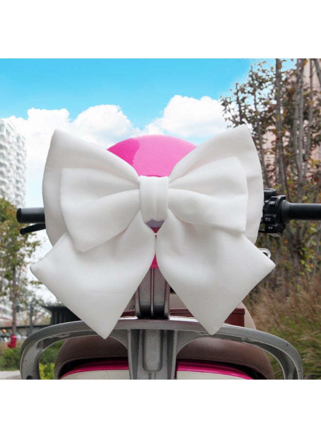 Internet-famous Car Rear Pendant Large Bow Car Ornaments Trunk Motorcycle Electric Car Motorcycle Decoration-Colour:Pearl White High-quality Fabric/wrinkle-free-Proportion:Standard  - Image 1