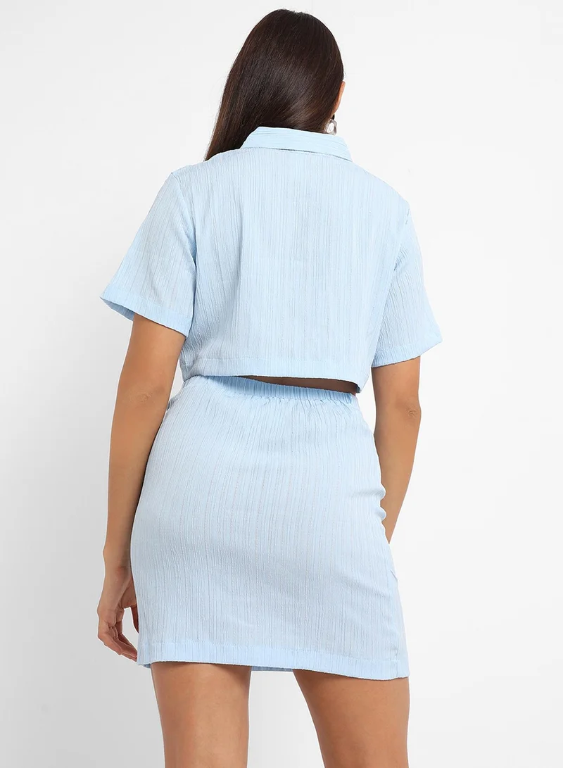 PINACOLADA PINACOLADA Women's Solid Light Blue Co-Ord Set For Casual Wear | Long Sleeve | Polyester Fabric | Round Neck Clothing Set Crafted With Comfort Fit For Everyday Wear