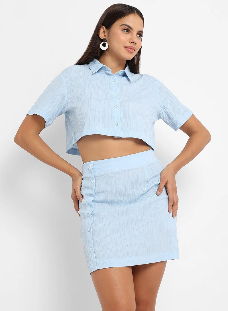 PINACOLADA PINACOLADA Women's Solid Light Blue Co-Ord Set For Casual Wear | Long Sleeve | Polyester Fabric | Round Neck Clothing Set Crafted With Comfort Fit For Everyday Wear