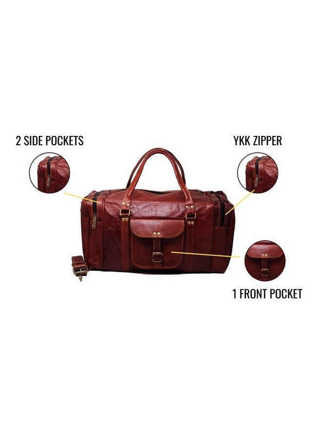 jaald Mens Leather Duffle Bag Carry On Small Weekend Travel Sports Gym Bag for Men by Jaald - Image 4