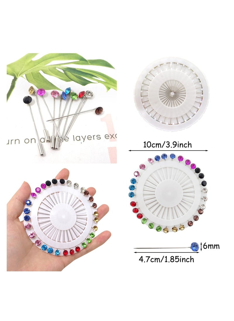 Hijab Pins with Safety Caps, 30Pcs Colorful Crystal Rhinestone Pins, Scarf Pins, Brooch Pins, Shawl Sweater Cardigan Safety Pins, Wedding Pins Sewing Snag-Free Pins - Image 2