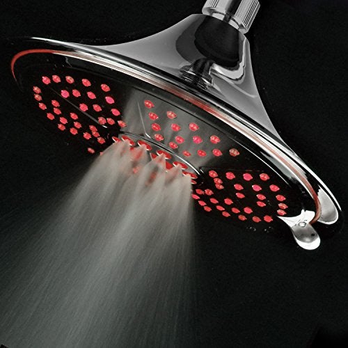Hotel Spa Ultra-Luxury Extra-large 8 Inch Chrome Face 5-Setting Rainfall LED Shower-Head by Top Brand Manufacturer. Color of LED lights changes automatically according to water temperature - Image 5