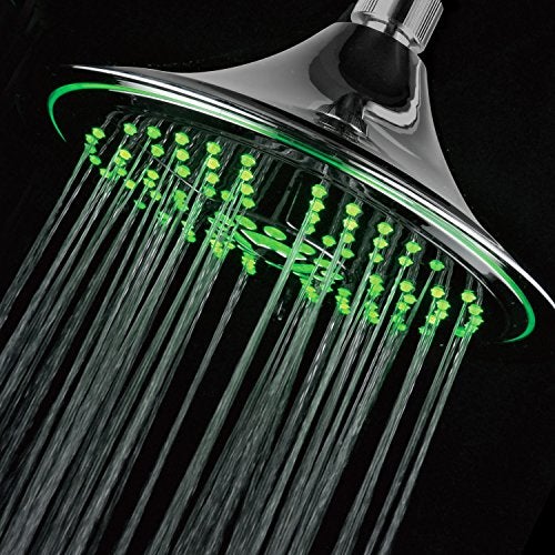 Hotel Spa Ultra-Luxury Extra-large 8 Inch Chrome Face 5-Setting Rainfall LED Shower-Head by Top Brand Manufacturer. Color of LED lights changes automatically according to water temperature - Image 3
