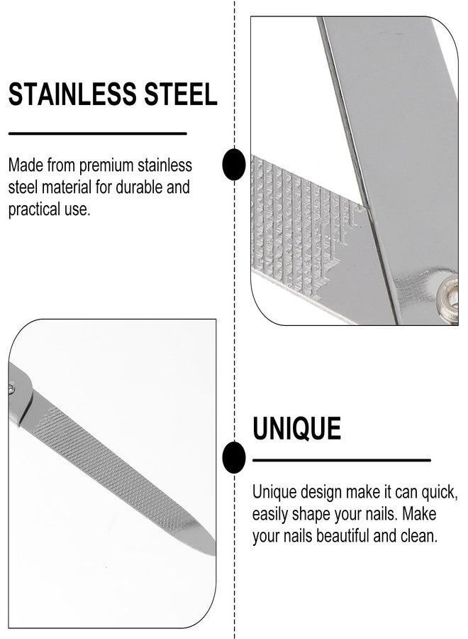 Lurrose 6pcs Foldable Nail File: Double-Sided Stainless Steel Folding Nail File - Portable Manicure Tools - Image 4