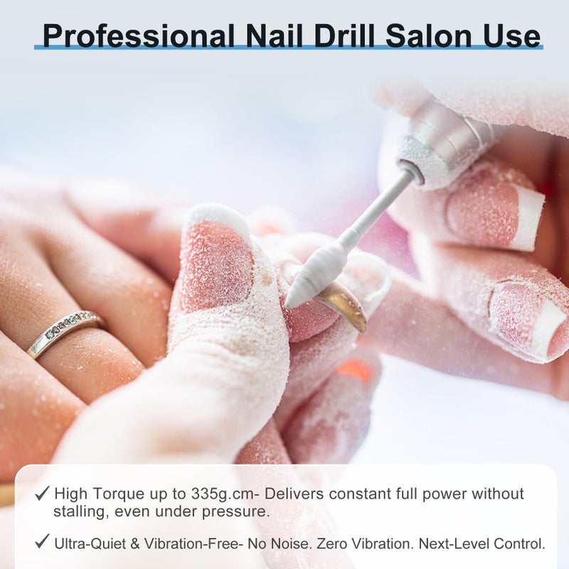 imene Professional Nail Drill- 35000RPM Brushless Nails Drill, Cordless Nails Drill Rechargeable Vibration-Free IMENE Electric Nail File for Manicure, Acrylic Gel Nails Removing, Home & Salon Useï¼ˆSilverï¼‰ - Image 3