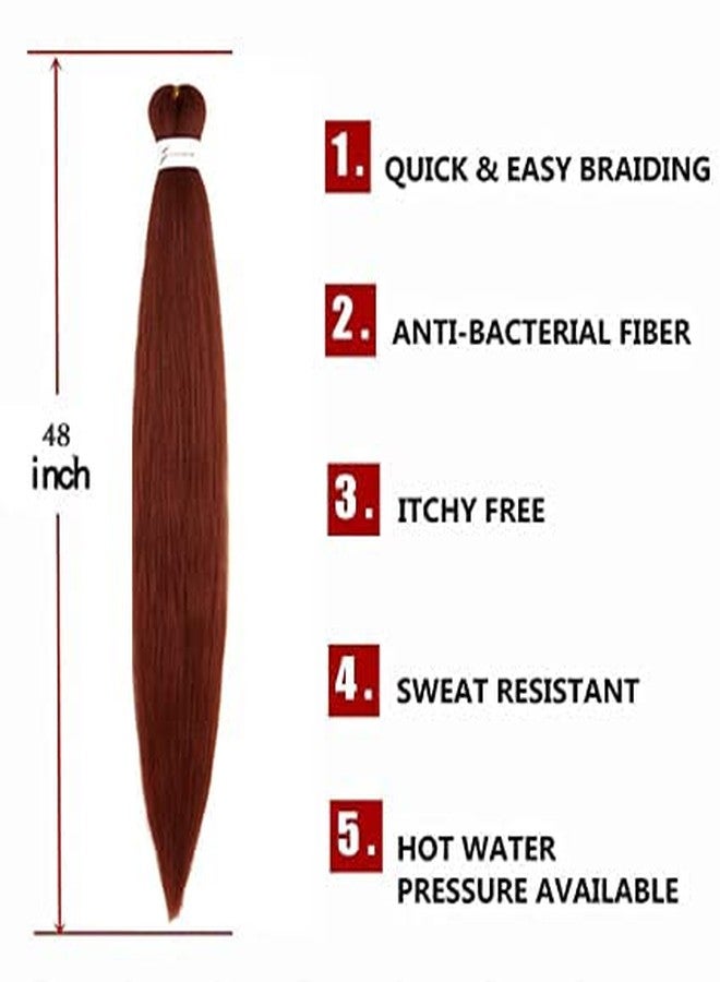 ShowCoco Pre Stretched Braiding Hair Copper Red Long Braid 48 Inch 8 Packs 350 Braiding Hair Extensions Professional Synthetic Fiber Crochet Hair(48inch,#350) - Image 2