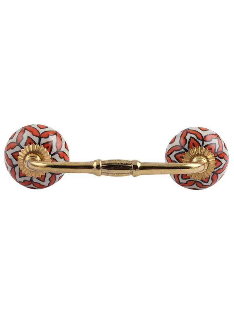 Indian-Shelf IndianShelf 1 Pack Ceramic Cabinet Handles Drawer Pulls Orange Interior Kitchen Cupboard Door Gold Hardware 8 Hole to Hole BH37 CK1300 