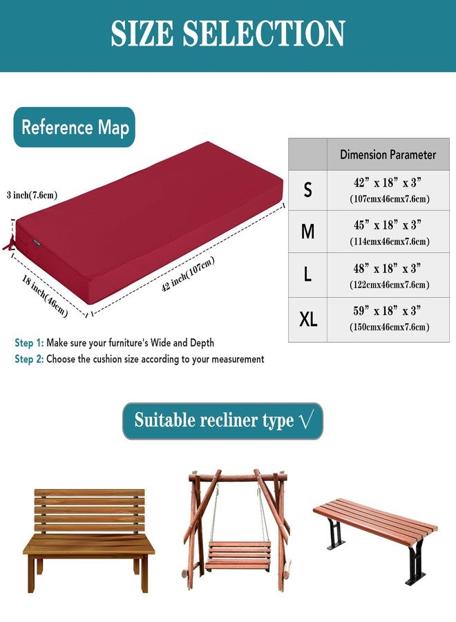 Comcaver Outdoor Bench Cushions 48 x 18 Inch Thick Waterproof Porch Swing Cushions with Tie Patio Furniture Chair Cushion Bench Pad 5 Year Color Fastness Backyard Seat Pads Burgundy - Image 5