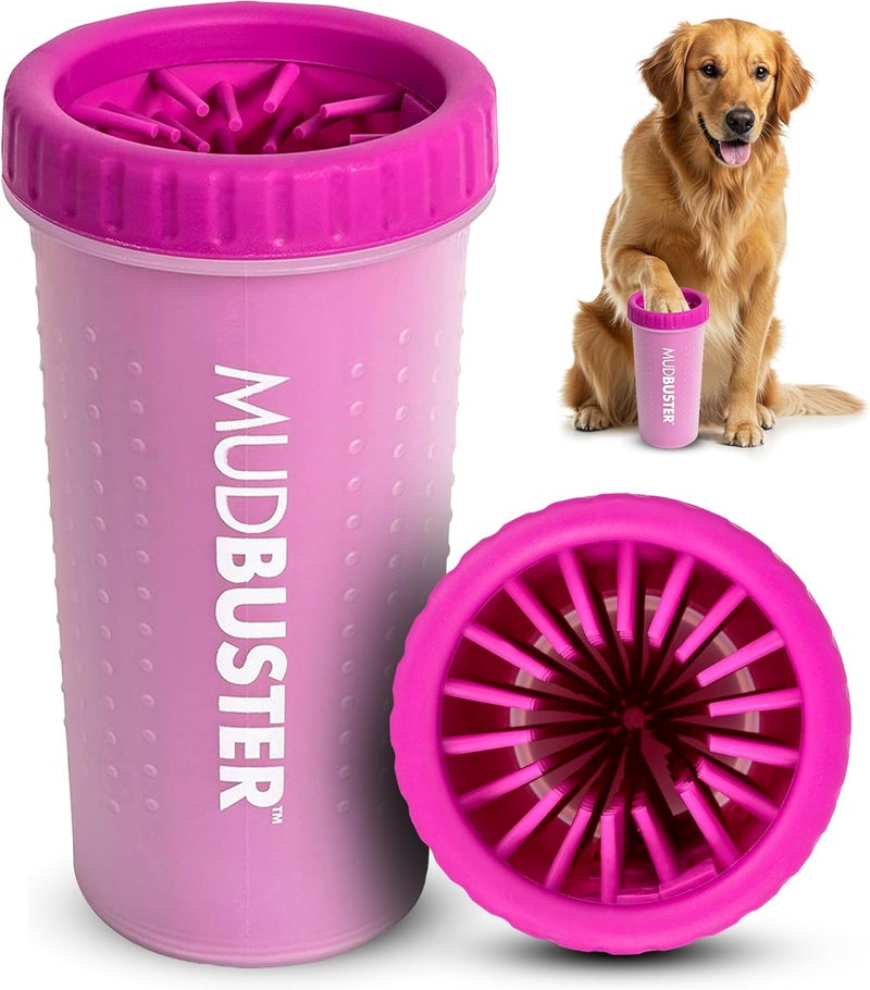 Dexas Mudbuster Portable Dog Paw Washer/Paw Cleaner, Large, Fuchsia - Image 1