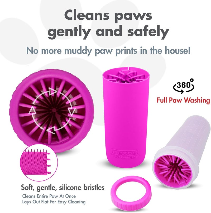 Dexas Mudbuster Portable Dog Paw Washer/Paw Cleaner, Large, Fuchsia - Image 2